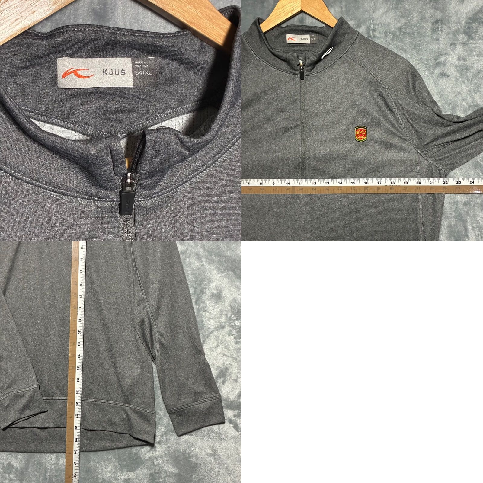 KJUS KJUS Pullover Shirt Gray 1/4 Zip Long Sleeve Men XL Athletic Golf Logo Crest Size US XL / EU 56 / 4 - 8 Thumbnail