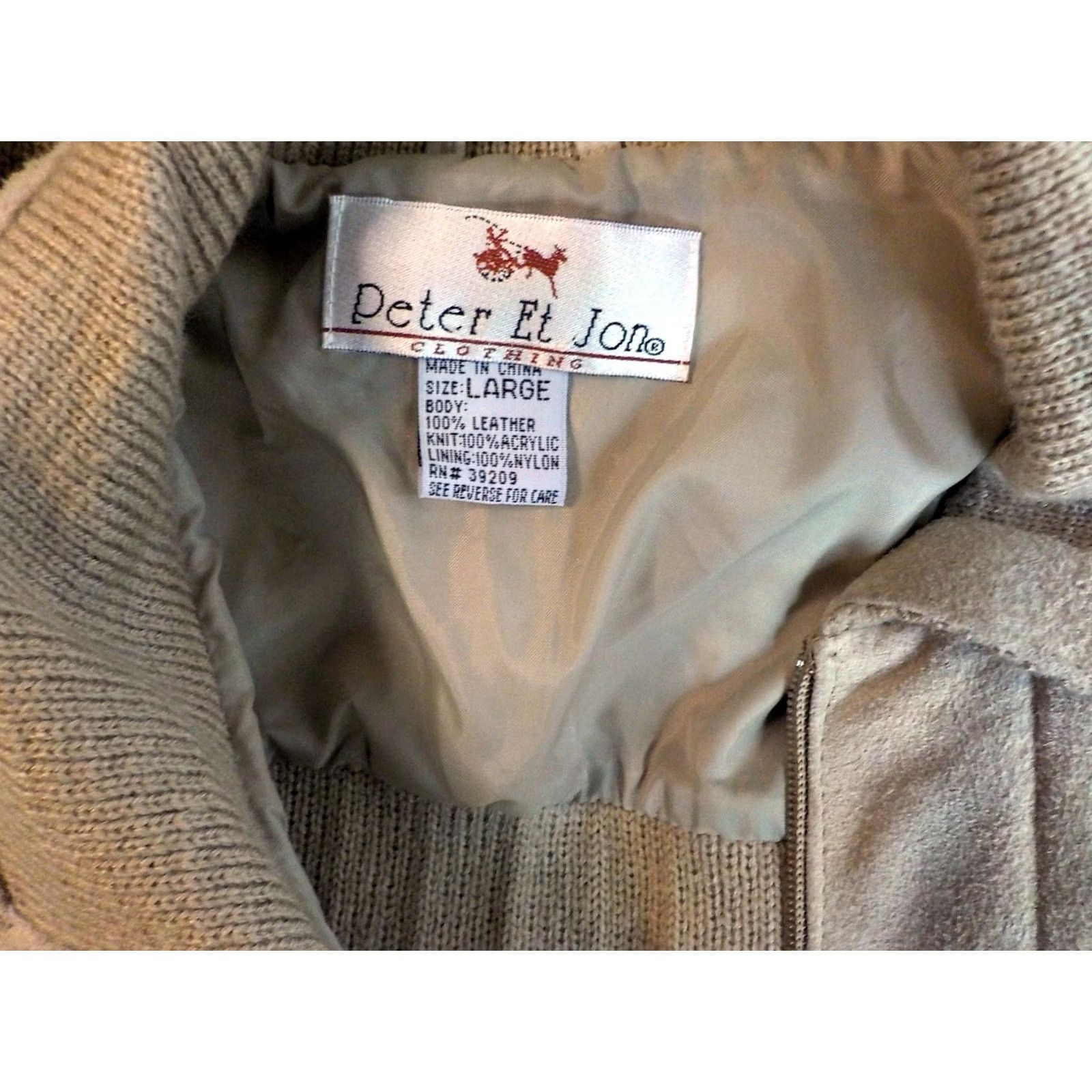 Vintage VTG PETER ET JON Cow Split Leather/Sweater Full Zip Jacket SZ L Beige NOS Shirt Mens Size US L / EU 52-54 / 3 - 6 Thumbnail