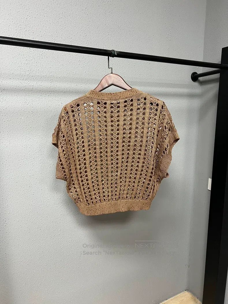 Brunello Cucinelli Brunello Cucinelli Brown Crochet Sequined Vest Knit Sweate Size M / US 6-8 / IT 42-44 - 2 Thumbnail