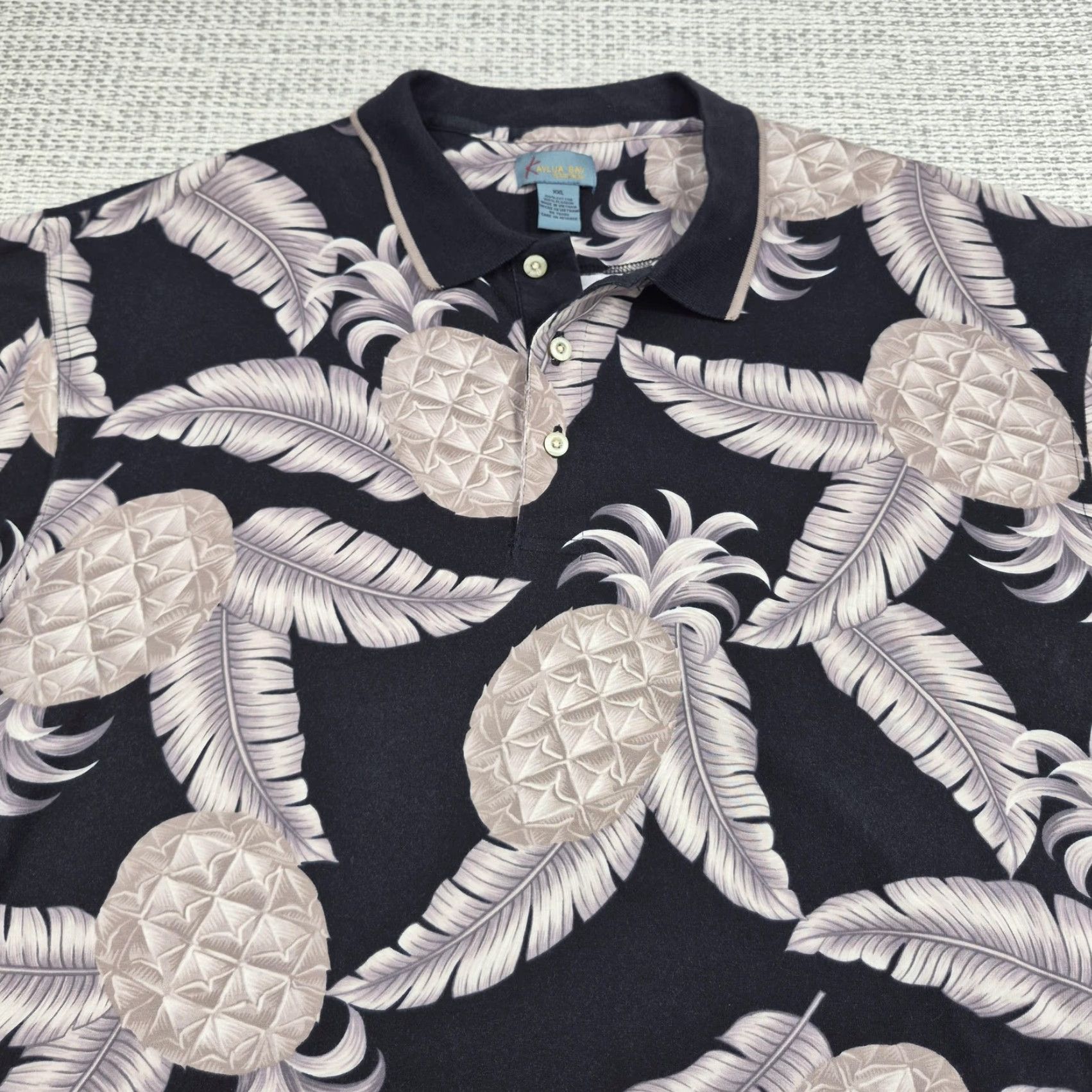 Vintage VINTAGE Kailua Bay Resortwear Polo Shirt Mens 2XL Black Pineapple Hawaiian Aloha Graphic Print Shirt Men 2XL Size US XXL / EU 58 / 5 - 4 Thumbnail