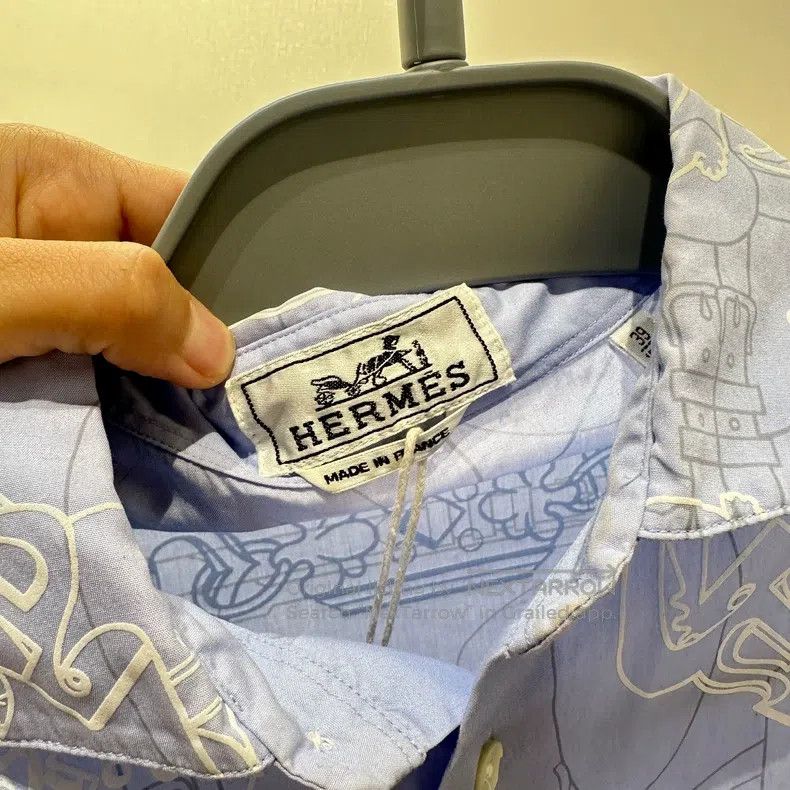 Hermes Hermes size 39 Blue Printed Shirt Size S / US 4 / IT 40 - 4 Thumbnail