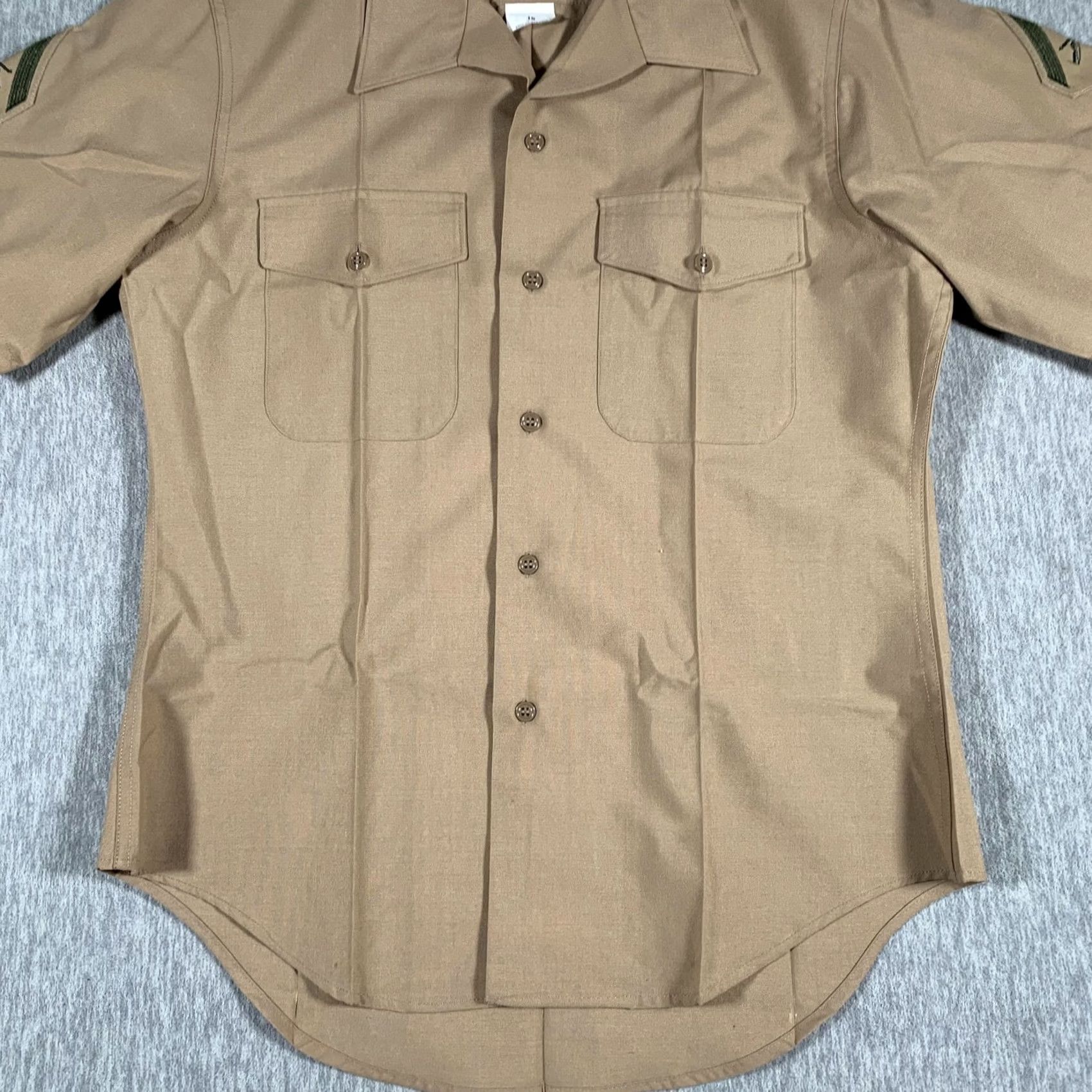 Vintage Defense Logistics Agency Shirt Mens 16 Khaki Quarter Sleeve Uniform Wool Blend Size US L / EU 52-54 / 3 - 3 Thumbnail