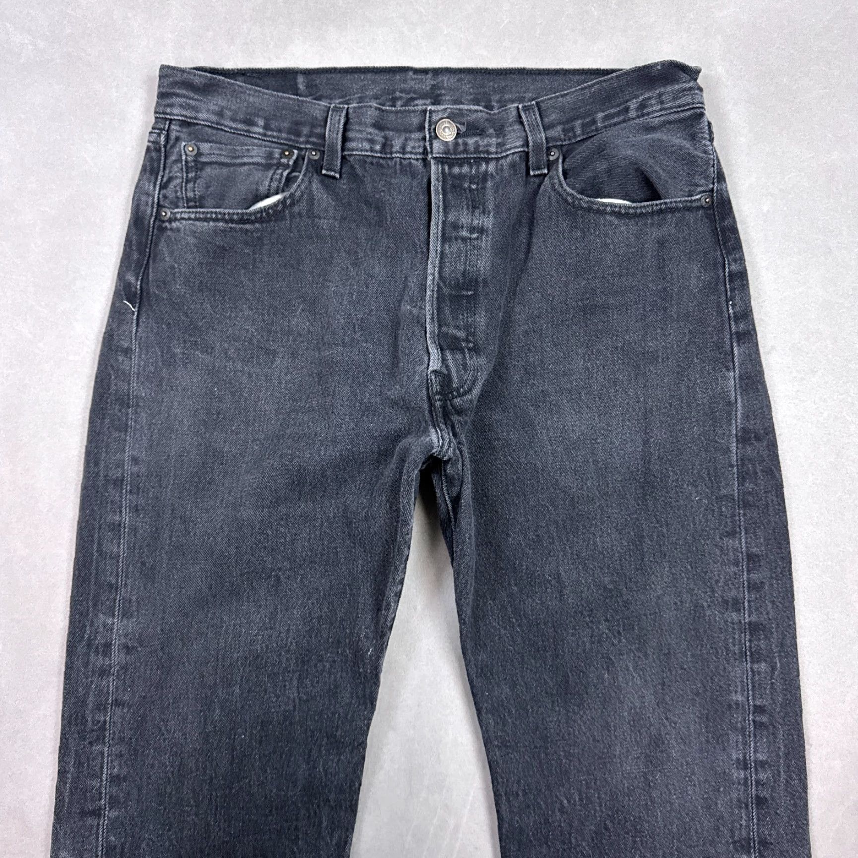 Levi's Levi's 501 Jeans Mens 34x27 Black Denim Pants Button Fly Dark Workwear (Tag36x30) Regular Mens Jeans Black 501 Series Vintage: No Size US 36 / EU 52 - 4 Thumbnail