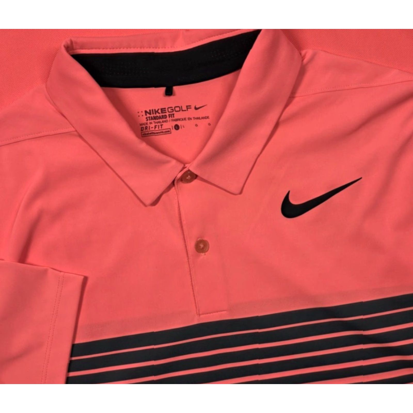 Nike Nike Dri-Fit Mobility Speed Stripe Golf Polo Shirt Mens L Orange Size US L / EU 52-54 / 3 - 2 Thumbnail