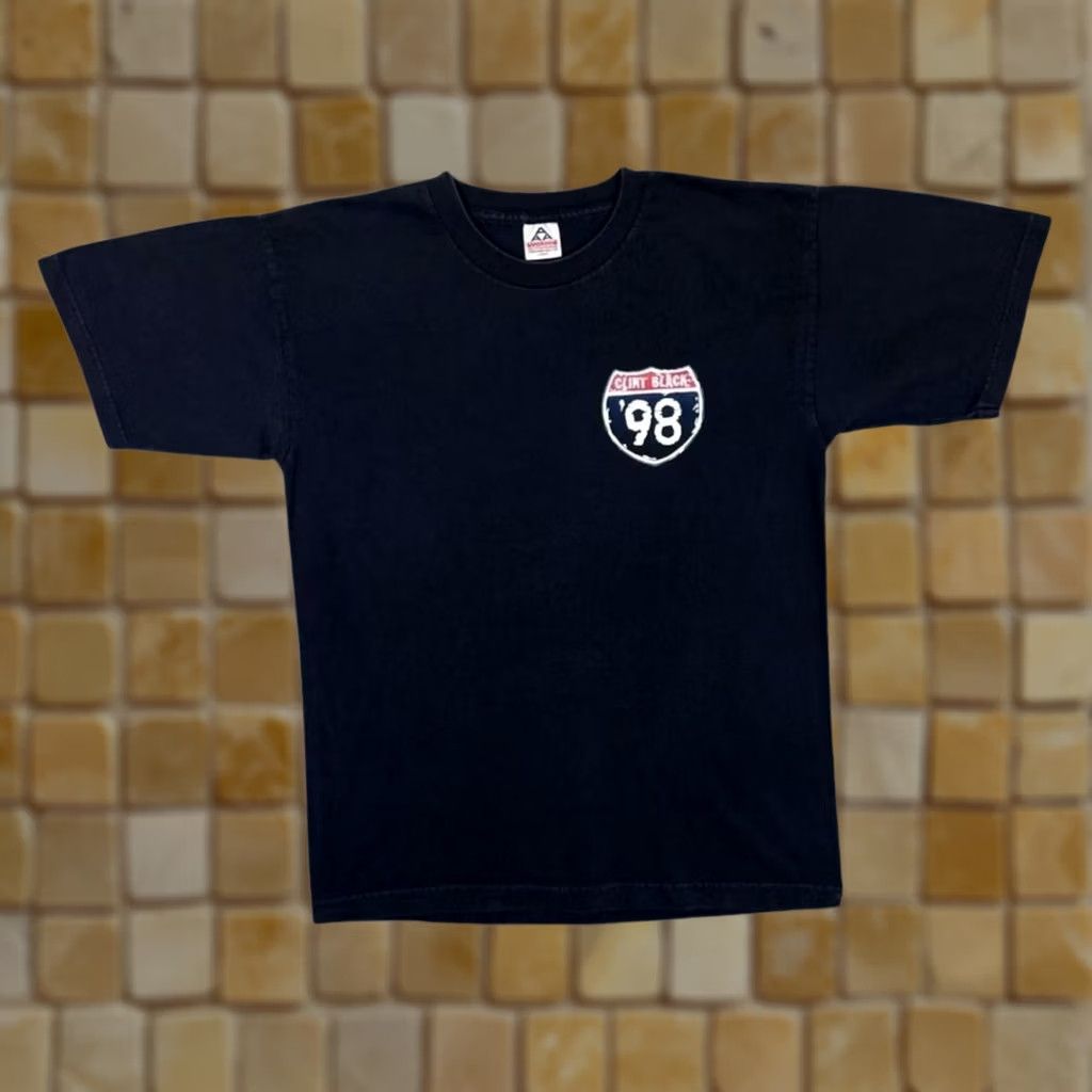 Vintage VINTAGE Clint Black "North American Tour 1998" T-Shirt Large Black Mens Graphic Print Front Back Shirt Size US L / EU 52-54 / 3 - 1 Thumbnail