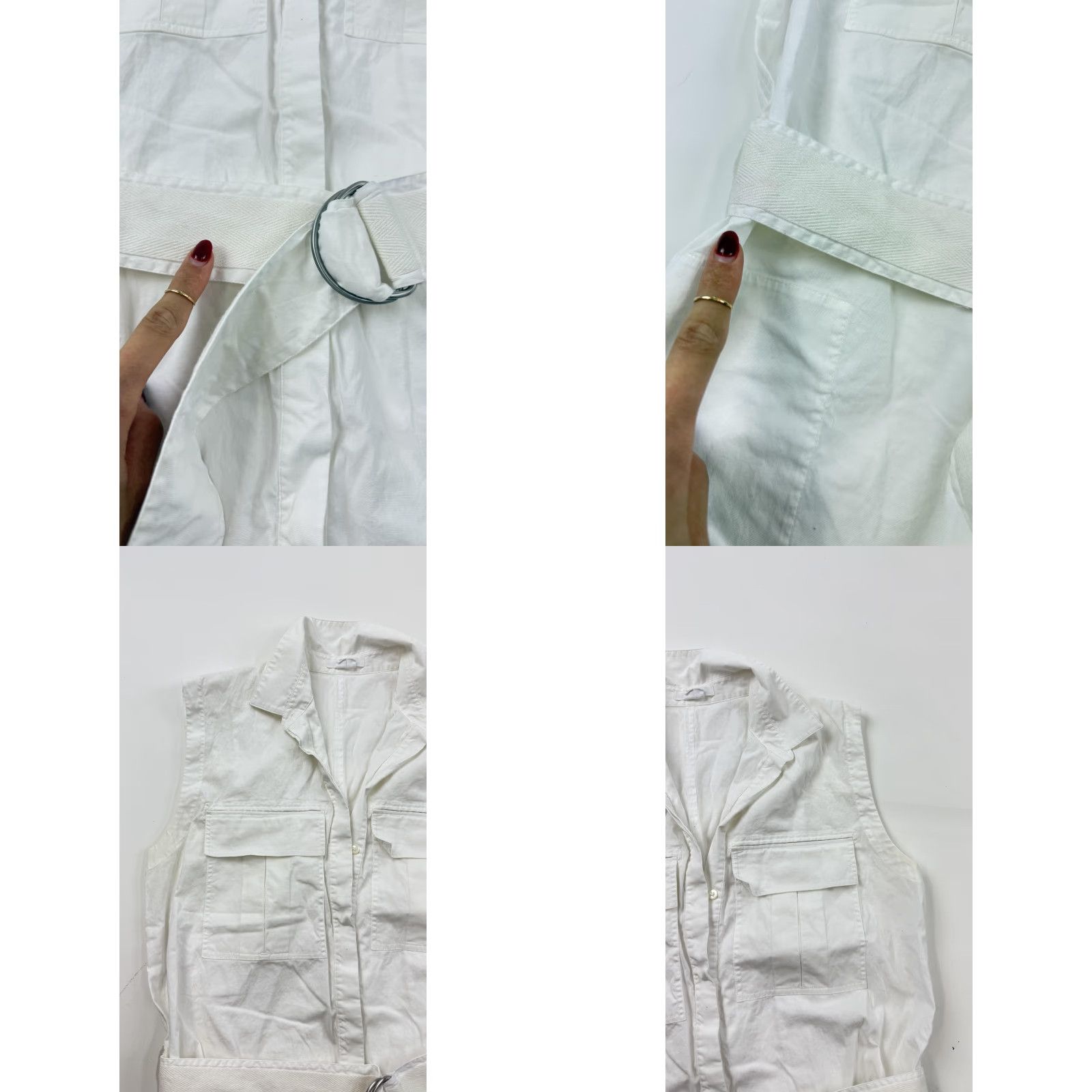 Helmut Lang VINTAGE Helmut Lang Dress Womens 4 White Sleeveless Belted Utility Shirt Safari Midi Size S / US 4 / IT 40 - 8 Thumbnail