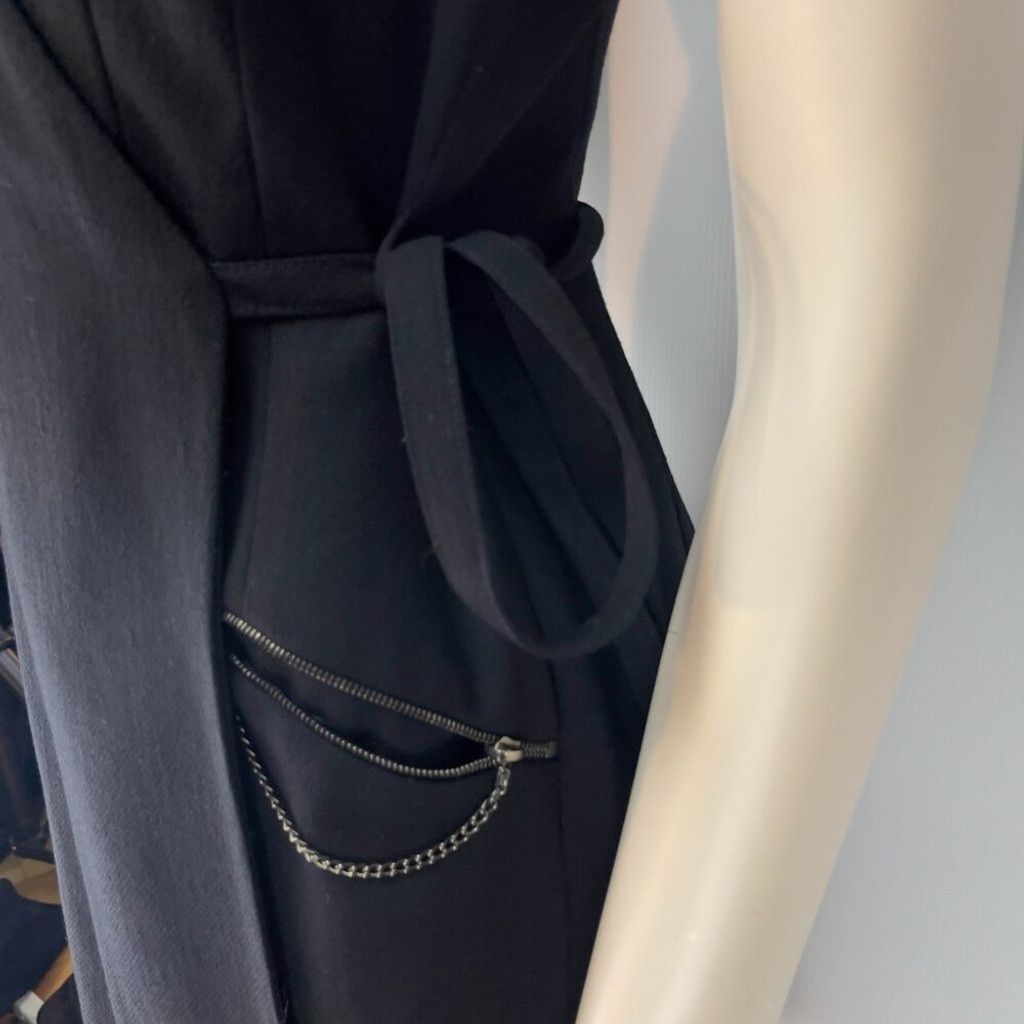 Other LIDA BADAY 100% Wool Adjustable Wrap Office Black Dress sz M Size M / US 6-8 / IT 42-44 - 9 Thumbnail