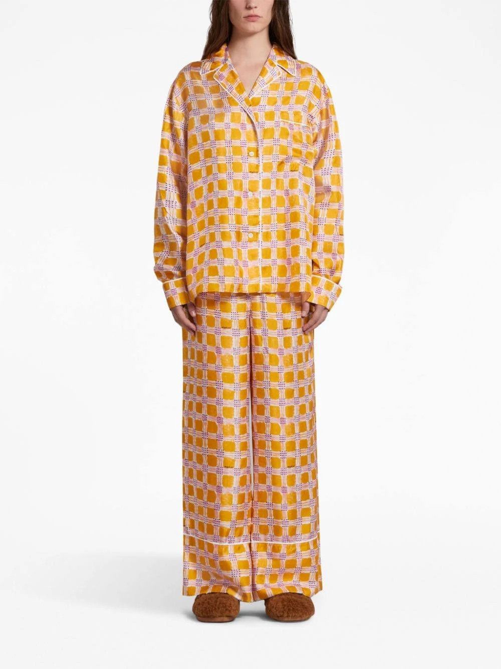 Marni o1w1db10824 Check Fields Silk Trousers in Multicolor Size 34" / US 12 / IT 48 - 2 Thumbnail