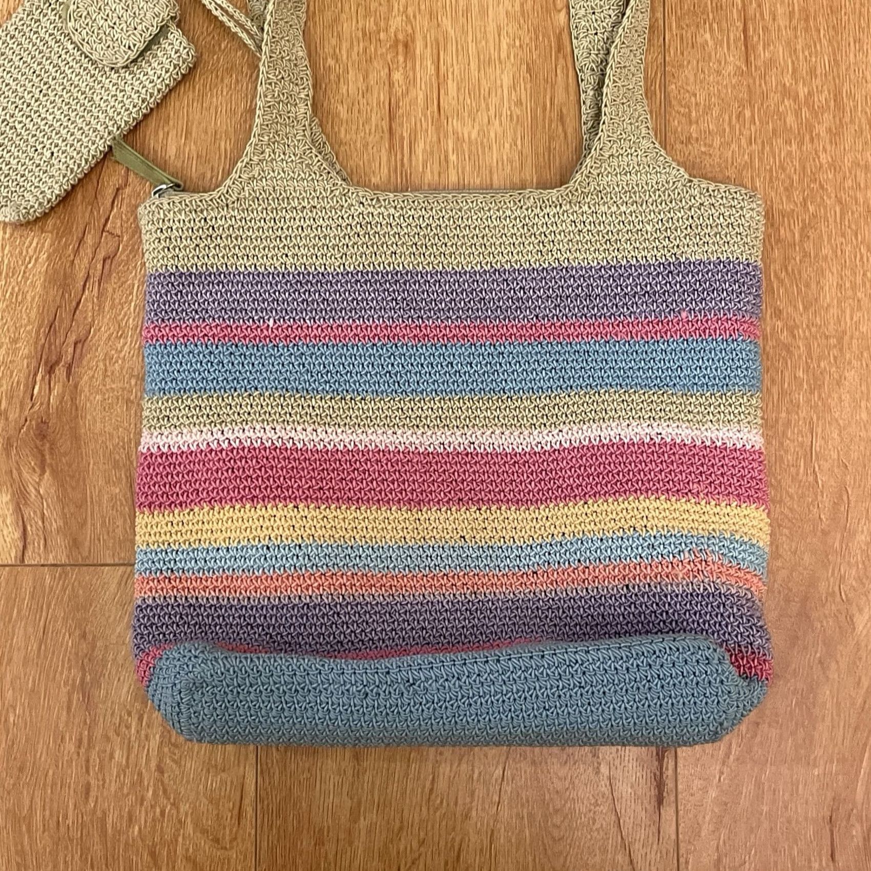 Vintage VINTAGE Frankie & Johnnie Striped Zippered Crocheted Knitted Shoulder Bag Purse Size ONE SIZE - 3 Thumbnail