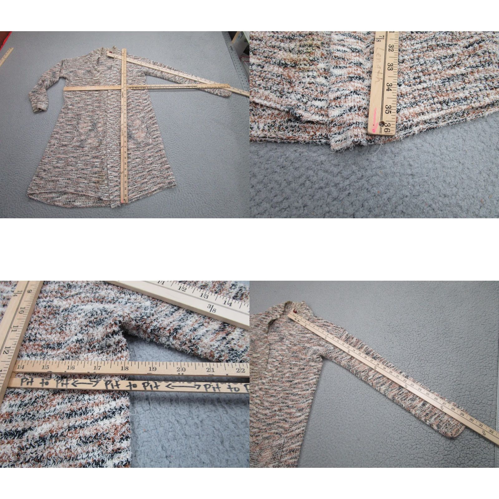 Vintage Pilcro Cardigan Womens Small Beige Marled Knit Open Front Pockets Size S / US 4 / IT 40 - 9 Thumbnail