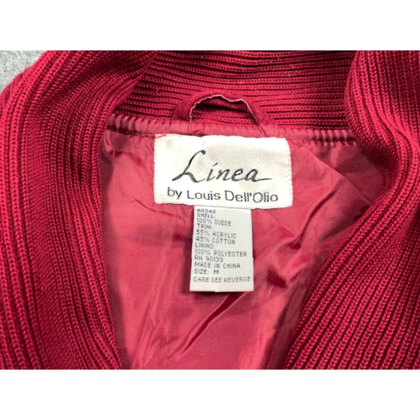 Vintage Vtg Dark Red Suede Shawl Collar Knit Button Up Jacket Women’s Medium Sweater Size M / US 6-8 / IT 42-44 - 4 Thumbnail