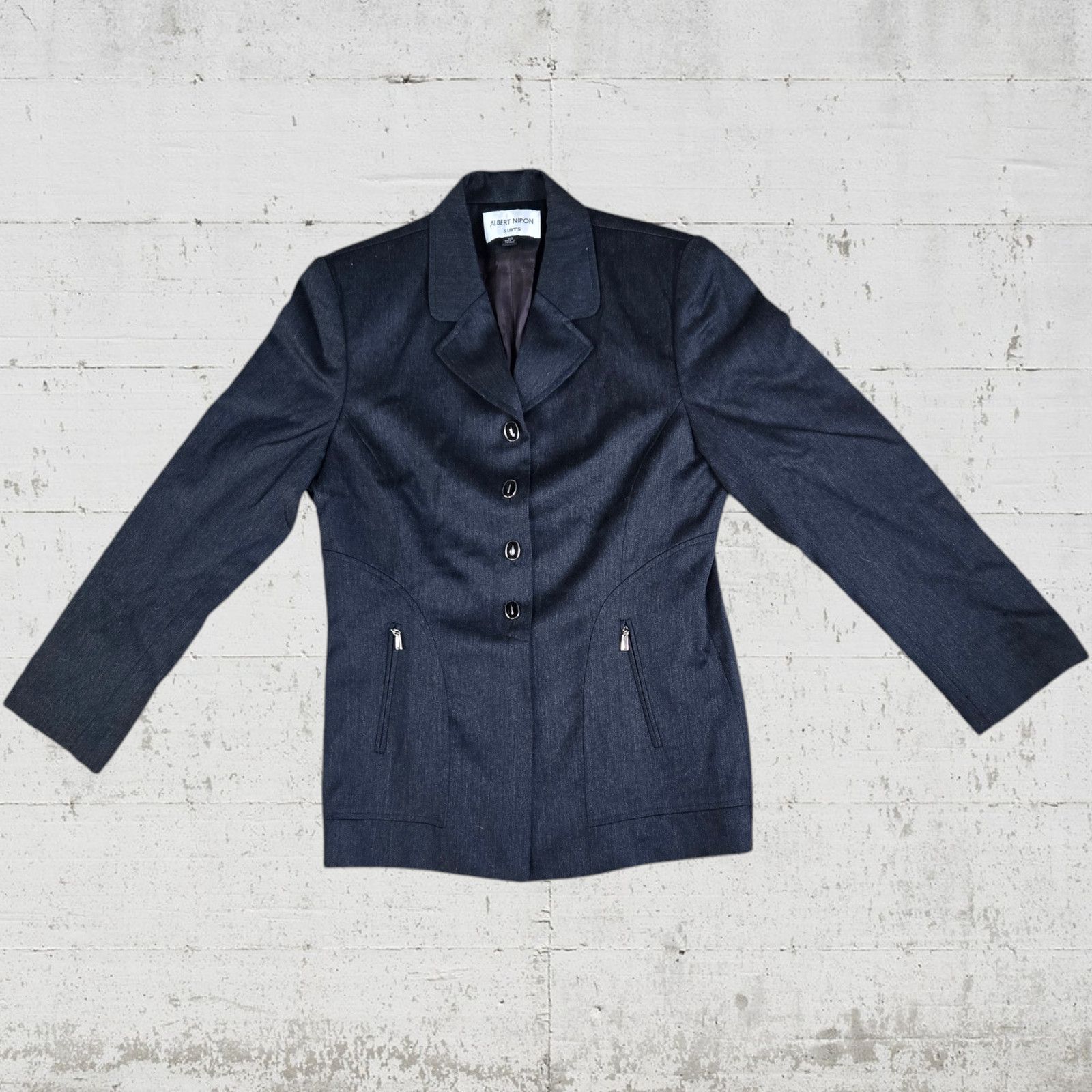 Albert Nipon Albert Nipon 80s Wool Blazer Charcoal Size 10 Size L / US 10 / IT 46 - 2 Thumbnail