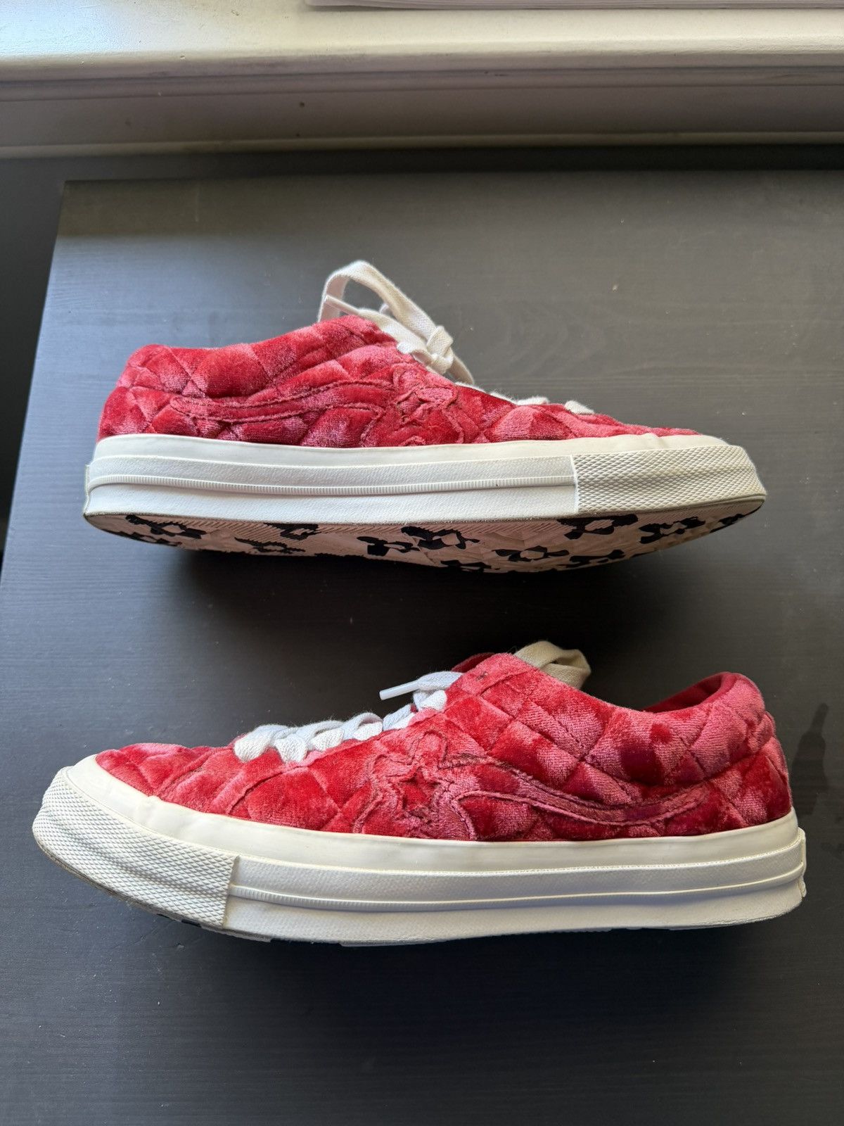 Converse × Golf le Fleur Golf le fleur red velour sneakers Size US 8.5 / EU 41-42 - 3 Thumbnail