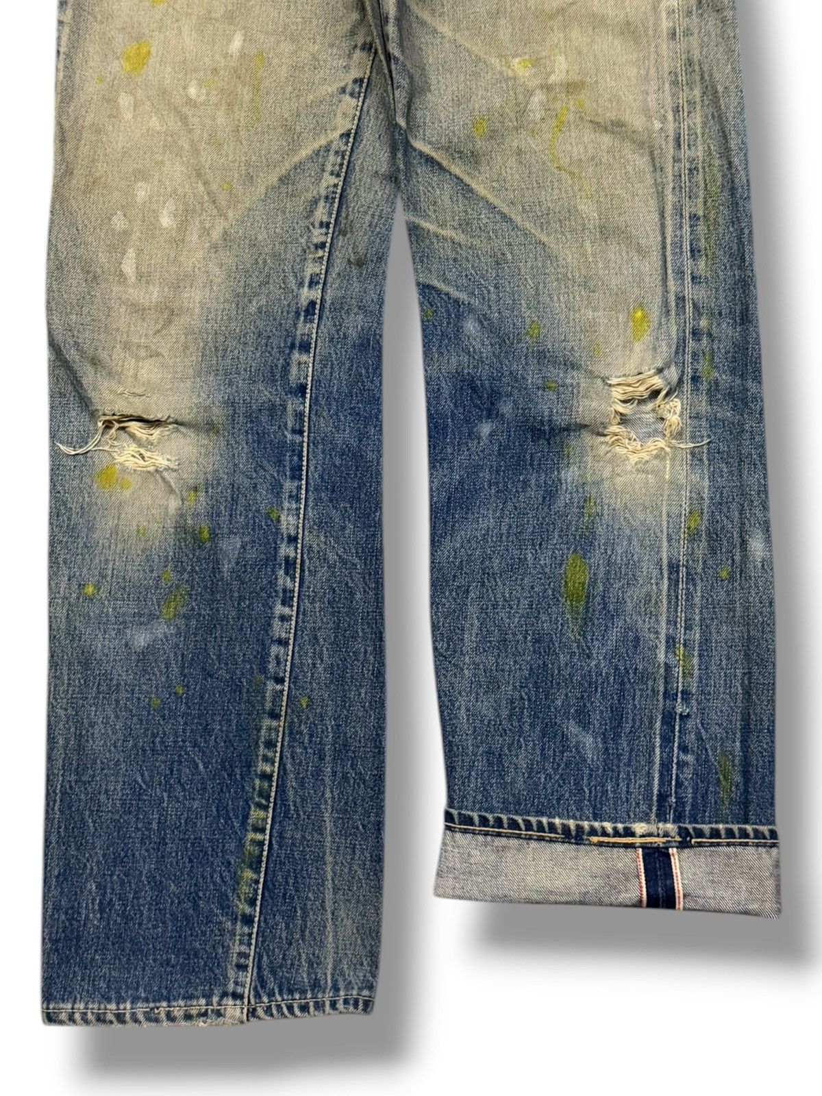 Denime Vintage 90s Denime Crazy Fade, Paint Splatter Selvedge | W27 Size US 27 - 6 Thumbnail