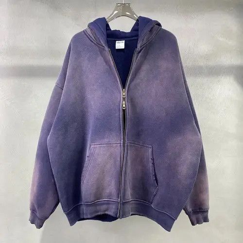 Japanese Brand Purple Batik Fleece Zippered Hoodie Size US M / EU 48-50 / 2 - 1 Thumbnail
