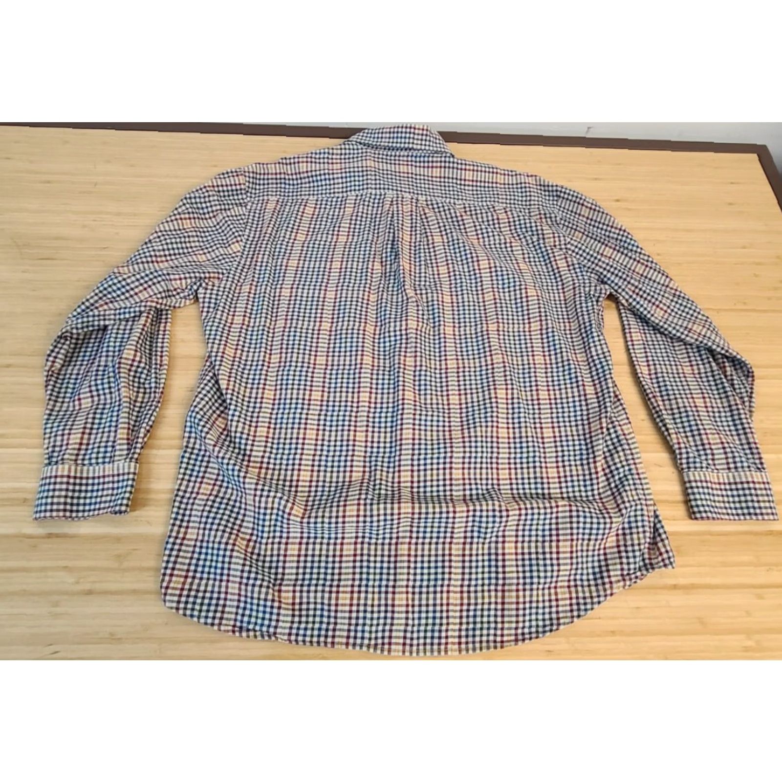 Vintage Alan Flusser Men Dress Shirt XL Long Sleeve Plaid Cotton Shirt Size 46R - 5 Thumbnail