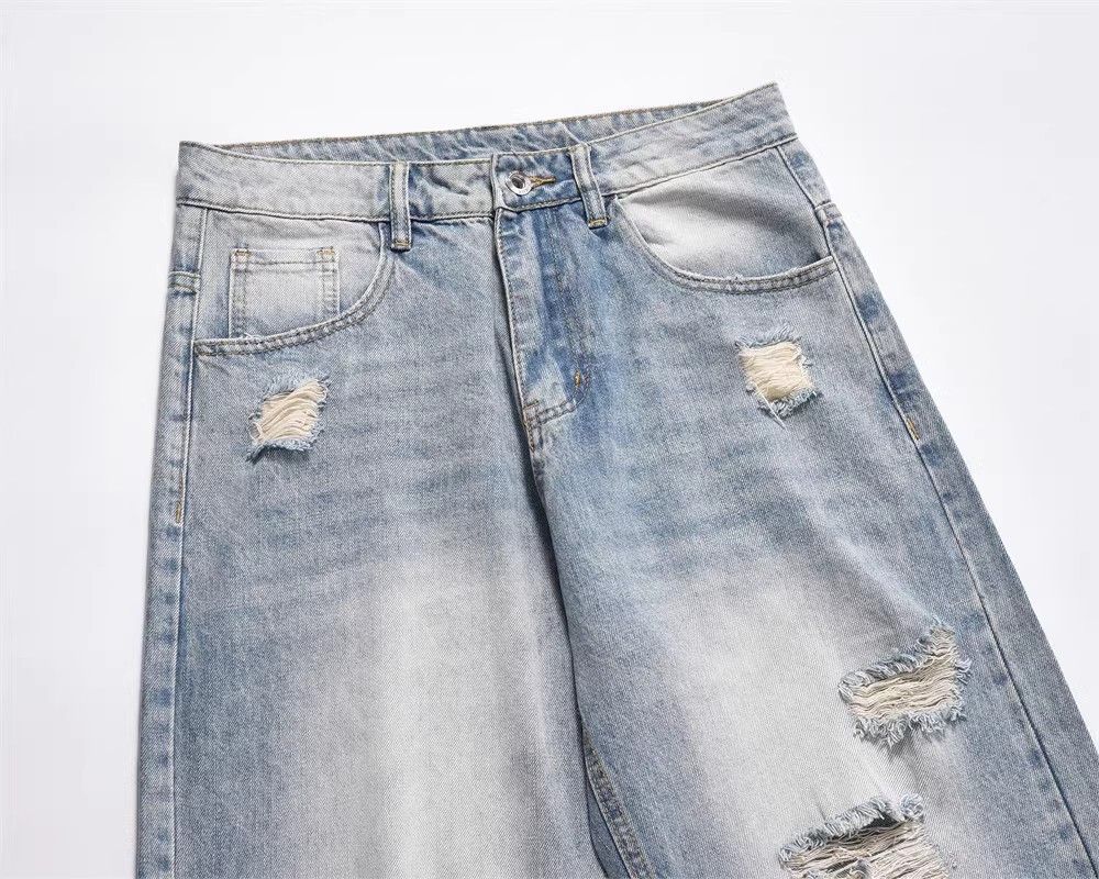 Japanese Brand × Jean Loose American style washed ripped jeans for men Size US 32 / EU 48 - 3 Thumbnail