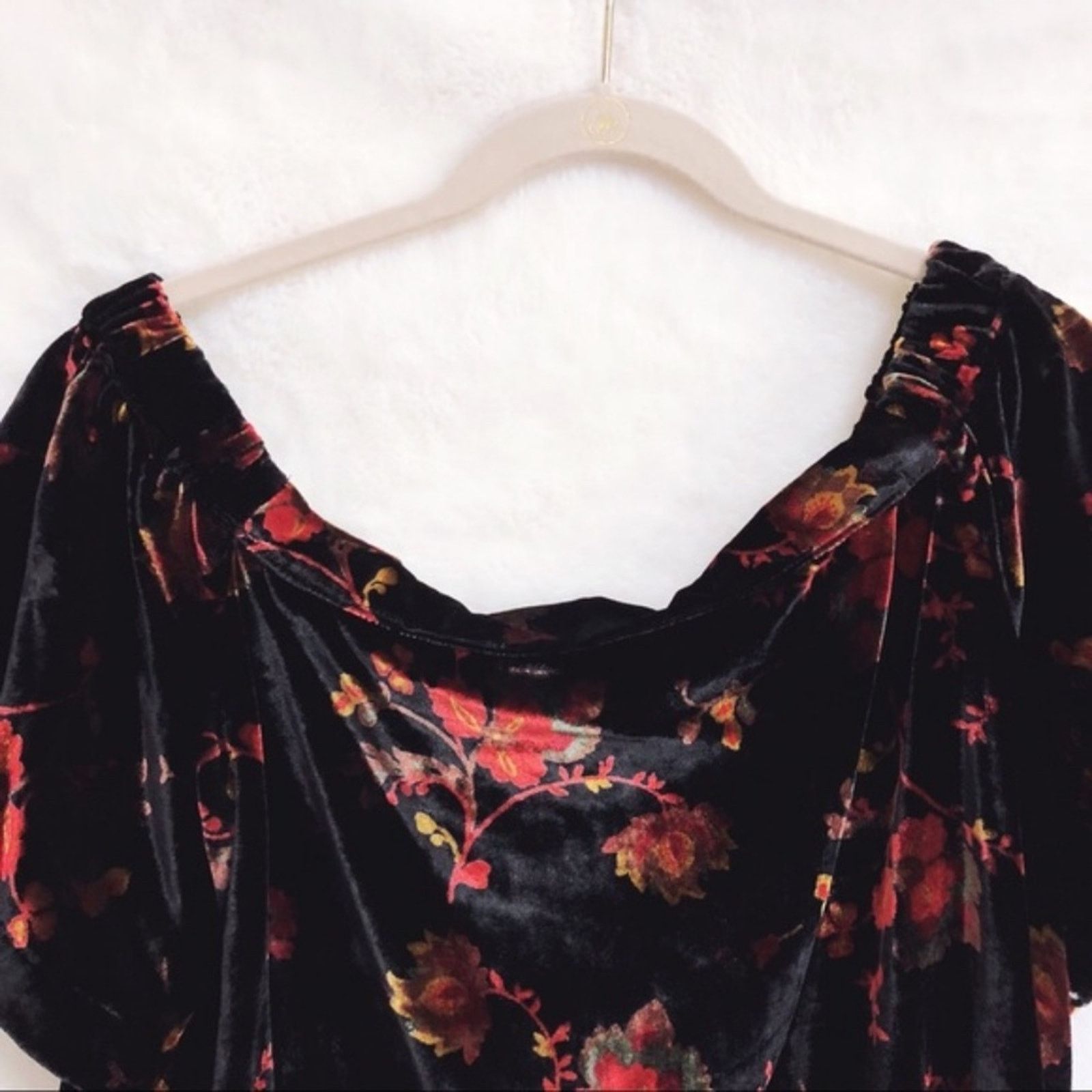 Loft LOFT Fall Floral Velvet Off the Shoulder Top Size S / US 4 / IT 40 - 8 Thumbnail