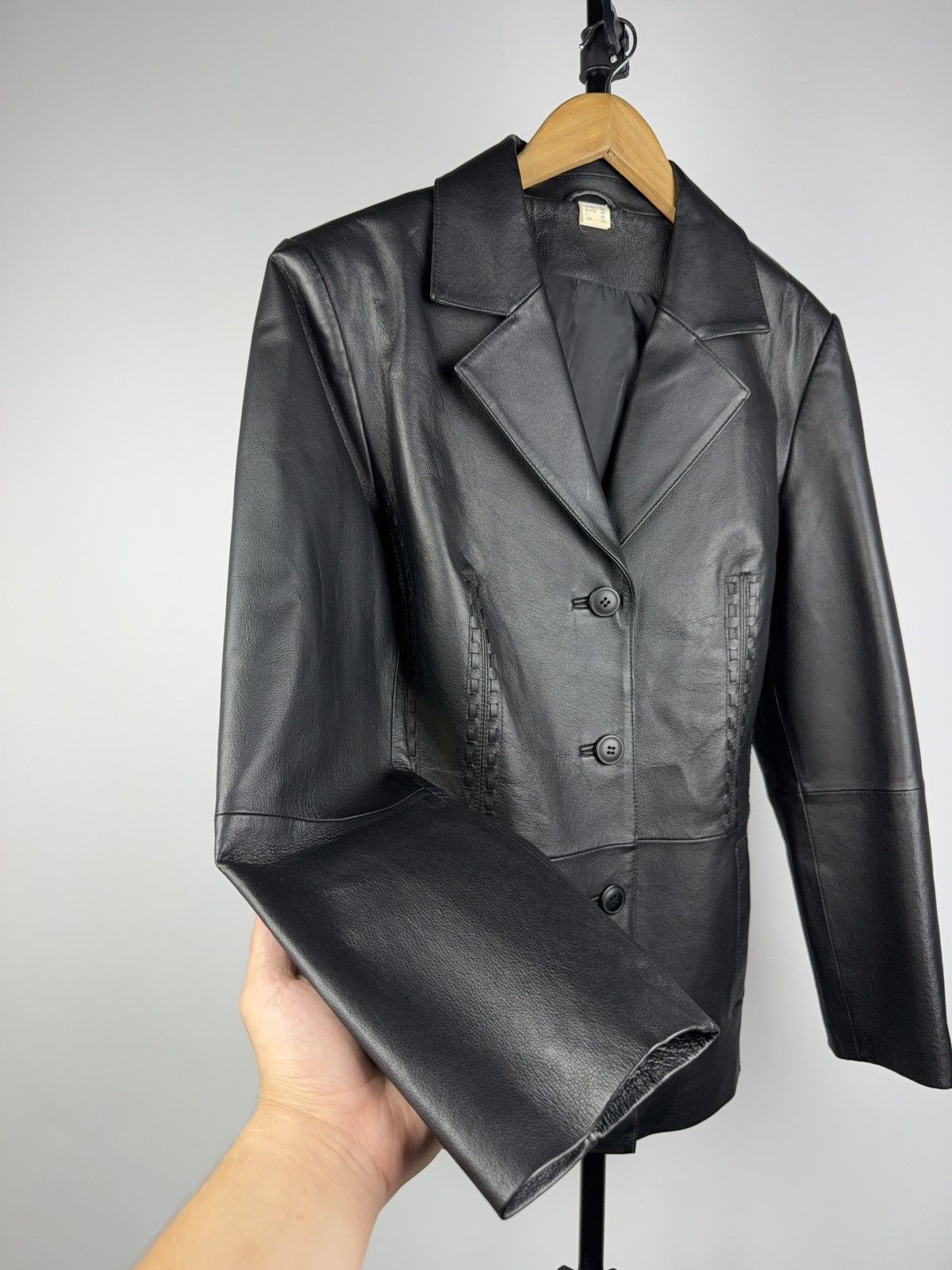 Vintage Vintage 90s Retro Avant Garde Rock Women’s Leather Jacket Size M / US 6-8 / IT 42-44 - 6 Thumbnail