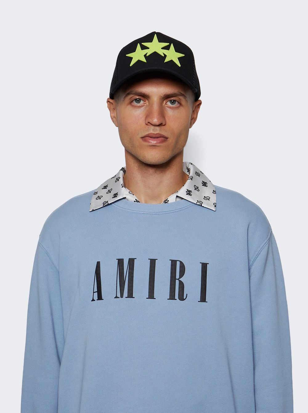 Amiri o1mle0925 Size: OS Three Star Trucker Hat/Cap Black/Lime Size ONE SIZE - 3 Thumbnail