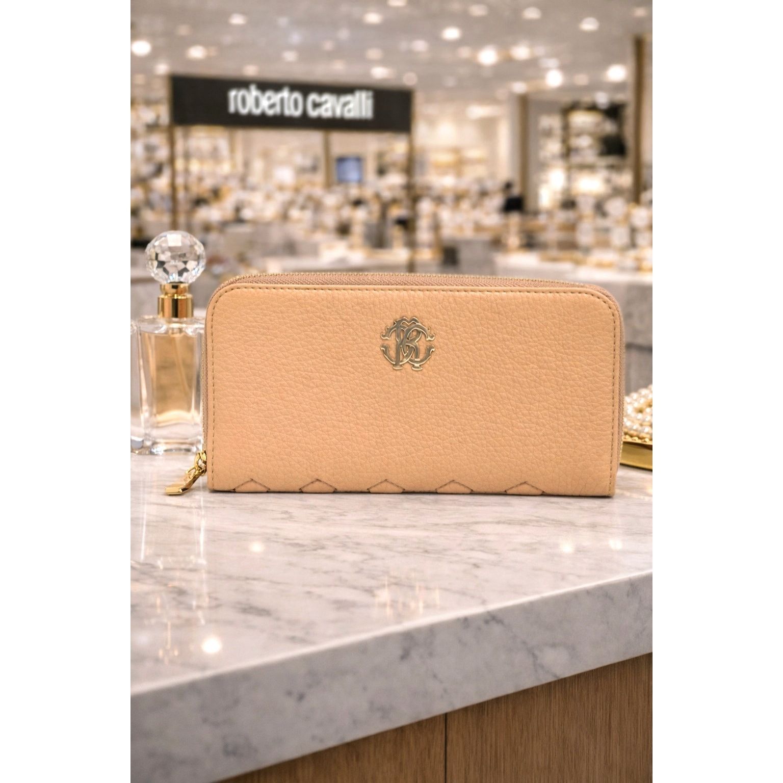 Roberto Cavalli Roberto Cavalli Continental Zip Around Wallet - Beige Size ONE SIZE - 1 Thumbnail