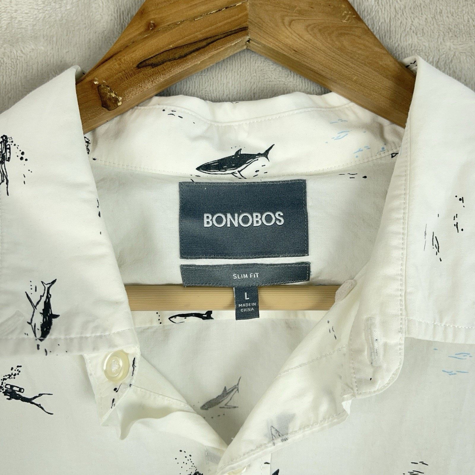 Bonobos Bonobos Slim Fit Mens Shirt Large Shark Scuba Diver Nautical Size US L / EU 52-54 / 3 - 5 Thumbnail