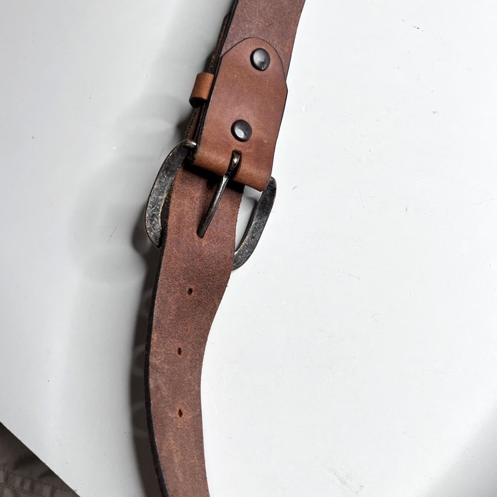 Vintage Justin Leather Belt Mens 38 Brown Work Buckle USA Leather Belt Mens 38 Brown Justin Size 38 - 6 Thumbnail