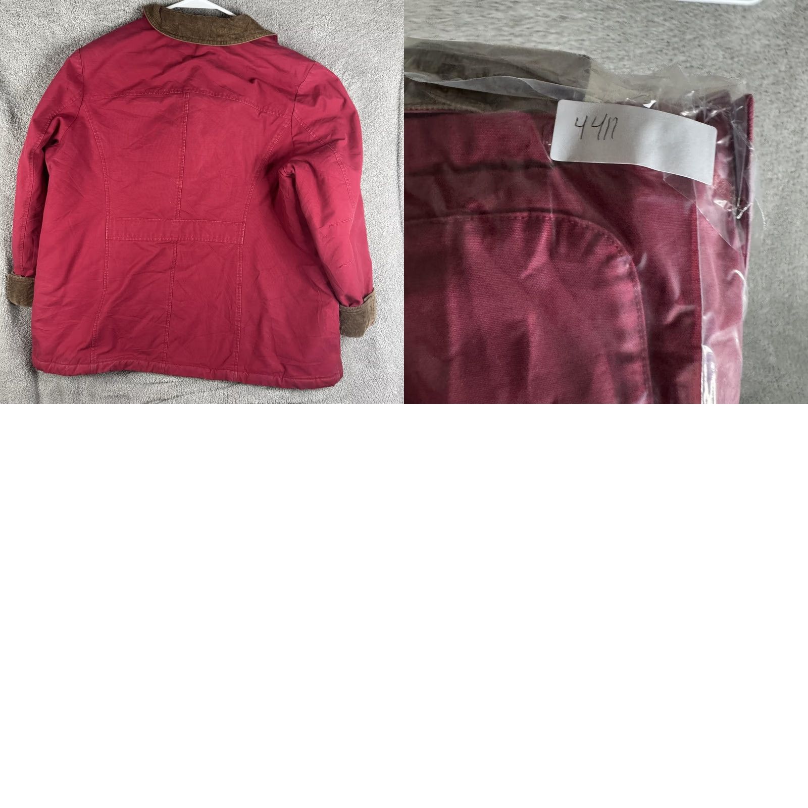 Vintage L.L. Bean Coat Womens 2X Red Corduroy Collar Quilted Lined Pockets Canvas Coat Size XXL / US 16-18 / IT 52-54 - 9 Thumbnail