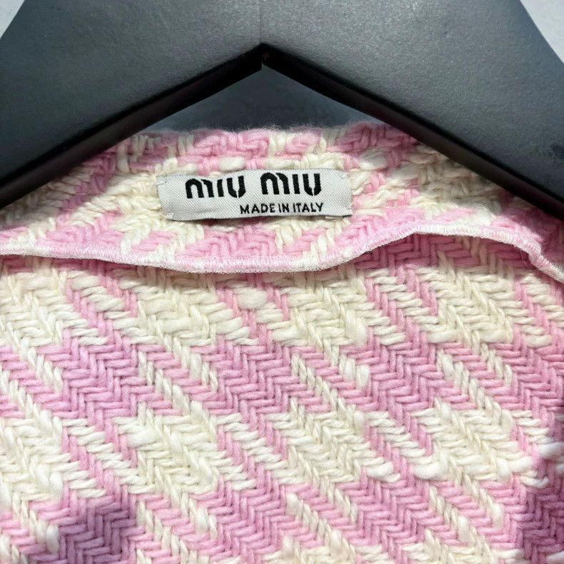Miu Miu Pink Checked VNeck Jacket by Miu Miu-2506 Size S / US 4 / IT 40 - 3 Thumbnail
