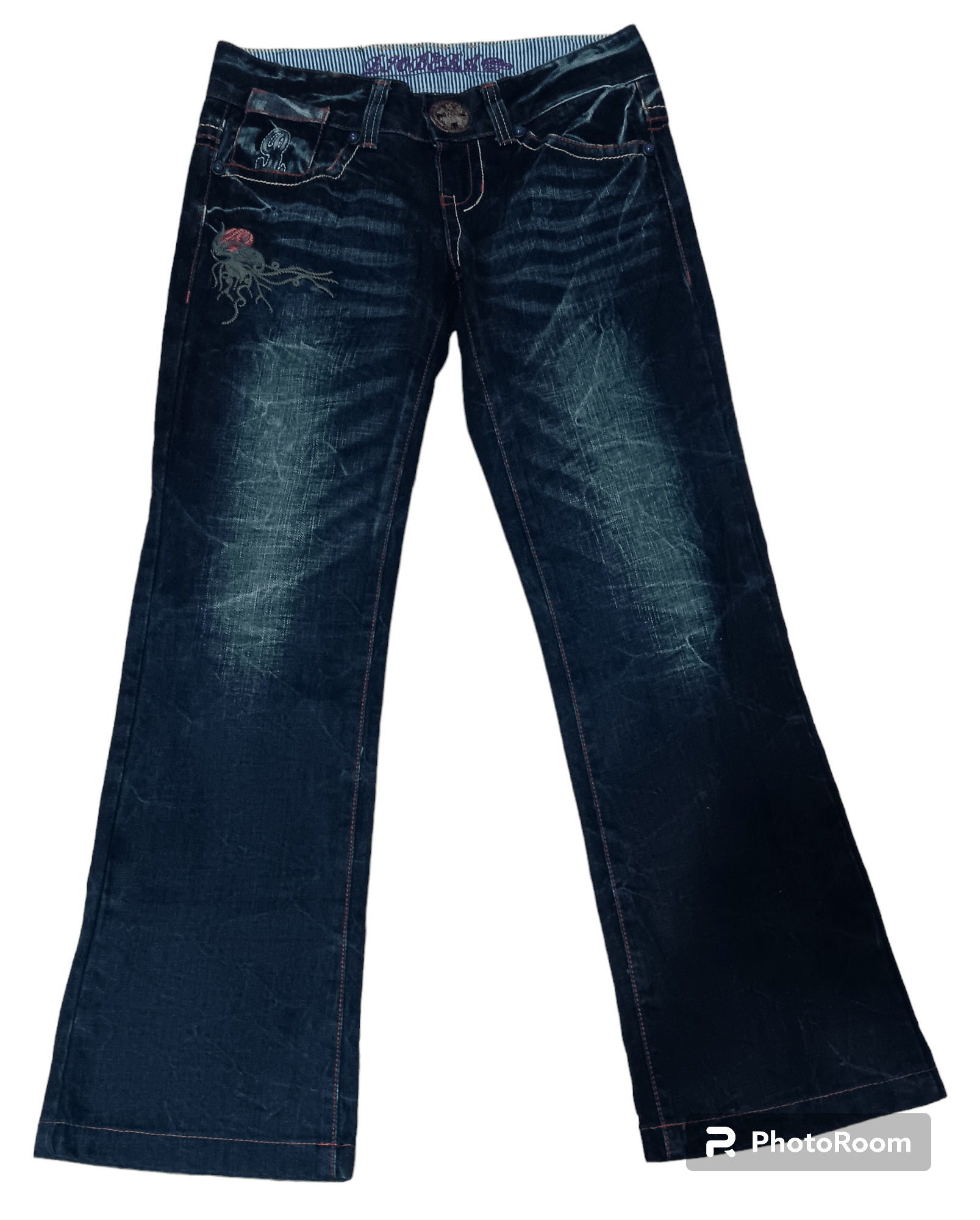 image of Avant Garde x If Six Was Nine Riobera Flared Skull Embroidered Jeans in Blue, Men's (Size 30)