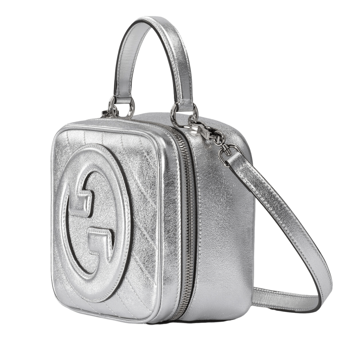 Gucci GUCCI Blondie Silver Metallic Leather Top Handle Bag Size ONE SIZE - 1 Thumbnail
