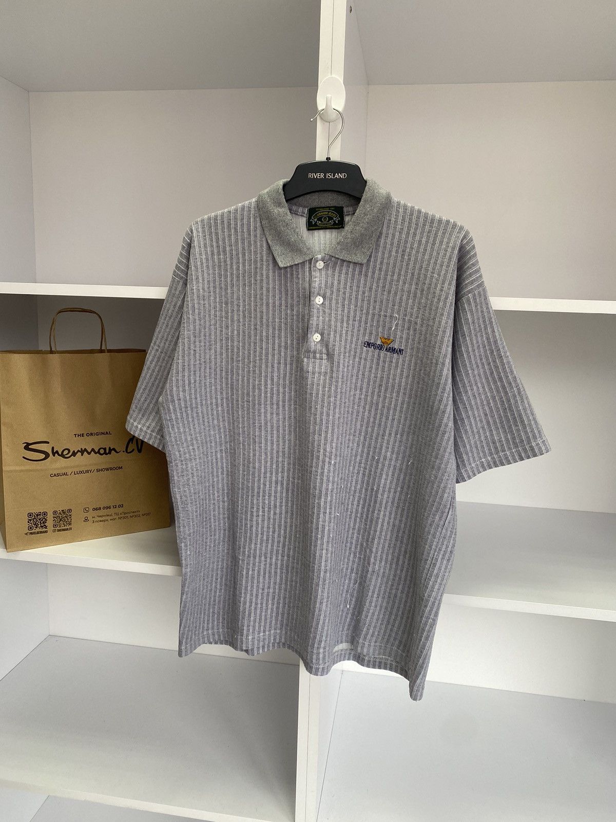 Designer × Emporio Armani × Vintage Vintage Emporio Armani 90s Polo T-Shirt Size US L / EU 52-54 / 3 - 4 Thumbnail