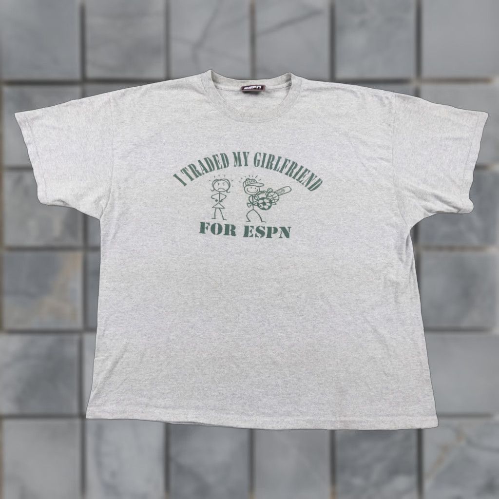 Vintage VTG ESPN Shirt Adult 2XL XXL Gray Short Sleeve Funny Relationship Graphic Tee Size US XXL / EU 58 / 5 - 1 Thumbnail