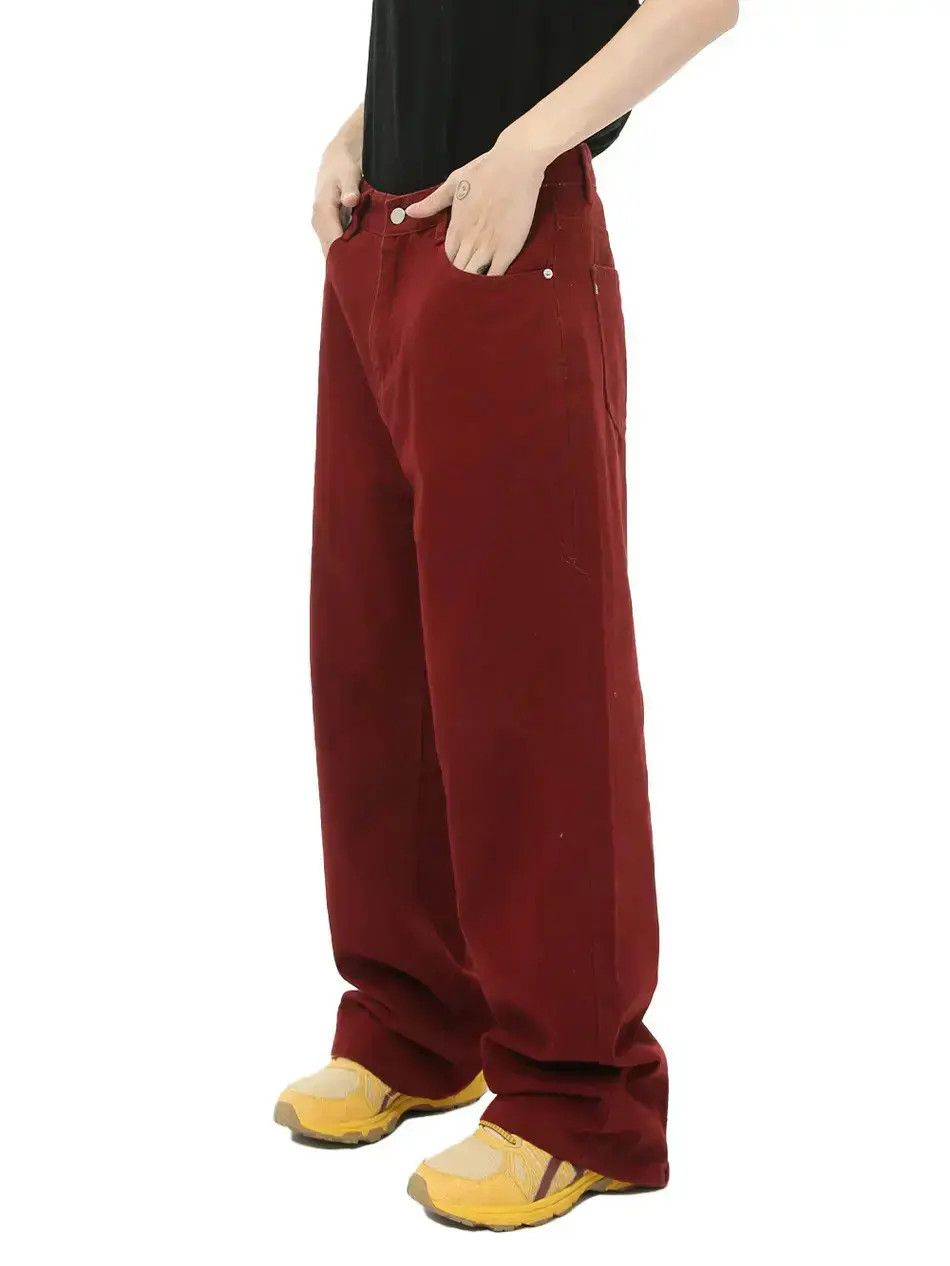 Japanese Brand Retro loose straight leg red high street jeans Size US 32 / EU 48 - 1 Thumbnail