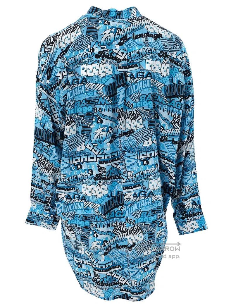 Balenciaga Balenciaga Blue Alphabet Printed Shirt Size XXS / US 00 / IT 34 - 2 Thumbnail
