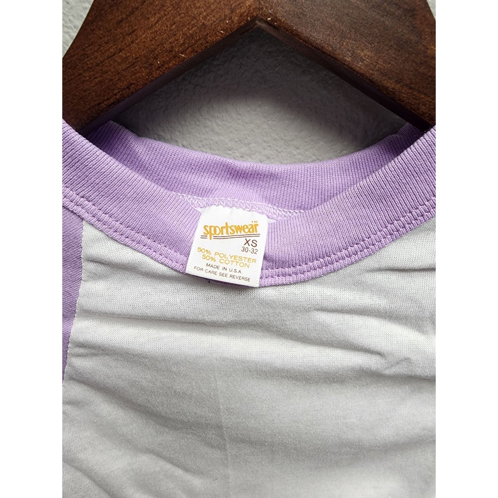 Other 80s Vintage Purple White Cropped Tee Sportswear USA Made XS Size XS / US 0-2 / IT 36-38 - 2 Thumbnail