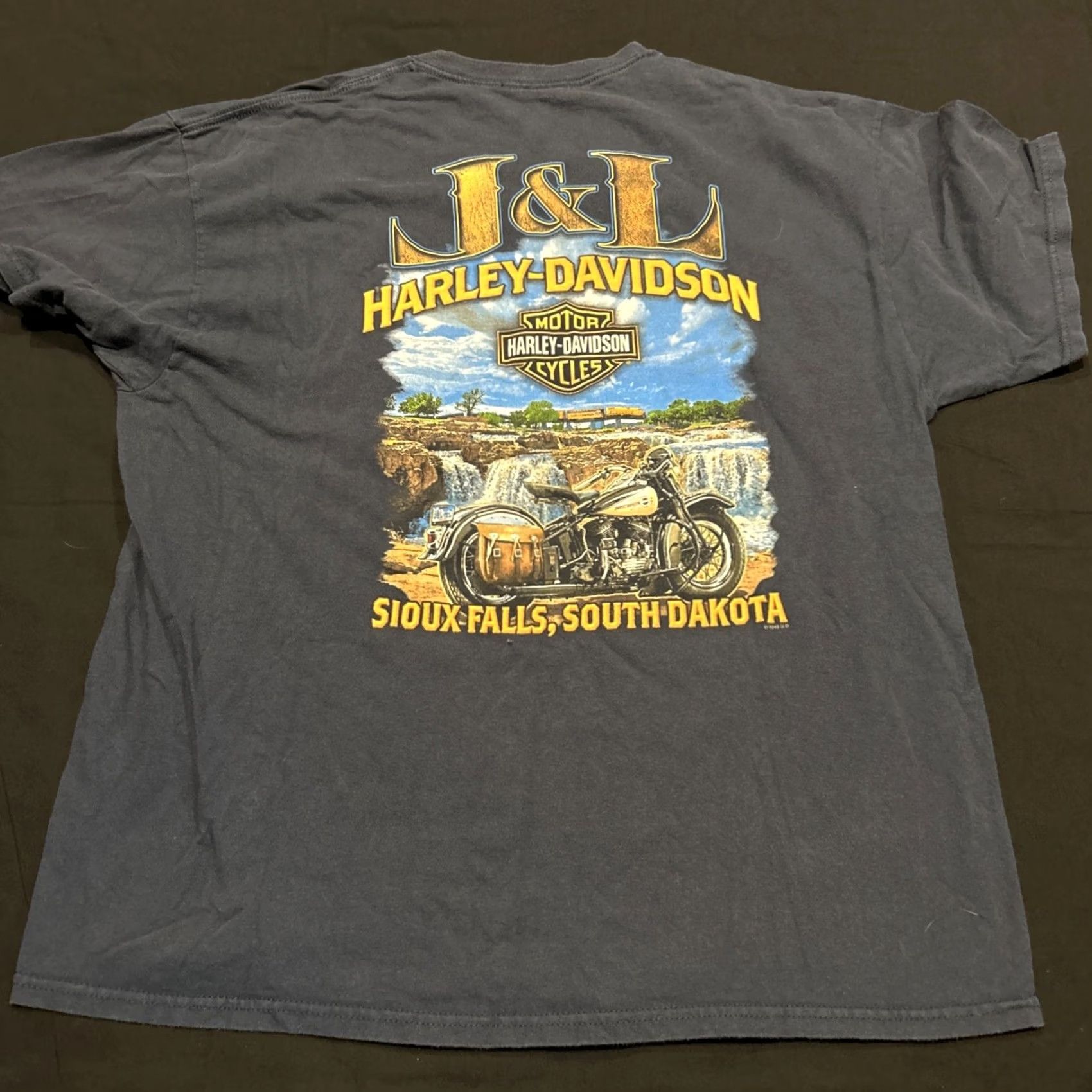 Harley Davidson Harley-Davidson Tee XL Navy Blue Sioux Falls SD Graphic Print Double-Sided Motorcycle Mens Size US XL / EU 56 / 4 - 2 Thumbnail