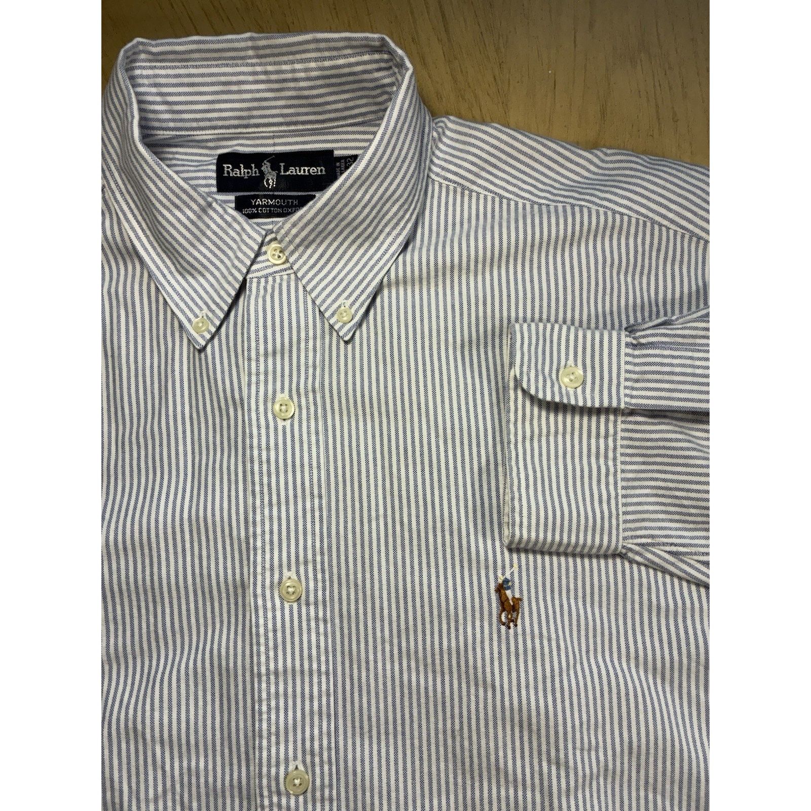 Polo Ralph Lauren VTG 90s Ralph Lauren Yarmouth Oxford Stripe Shirt Men 16.5 Size US L / EU 52-54 / 3 - 14 Thumbnail