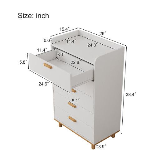 Designer × Homemade Modern Simple Style White Modern Six-Drawer Chest for Bedroo Size US L / EU 52-54 / 3 - 7 Thumbnail