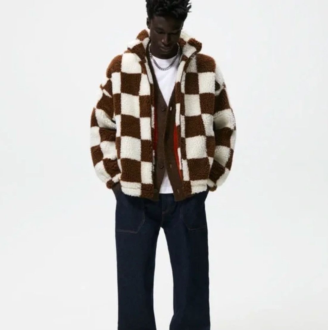 Zara Zara Deep Pile Checkered Fleece Plaid Sherpa Jacket Size US L / EU 52-54 / 3 - 3 Thumbnail