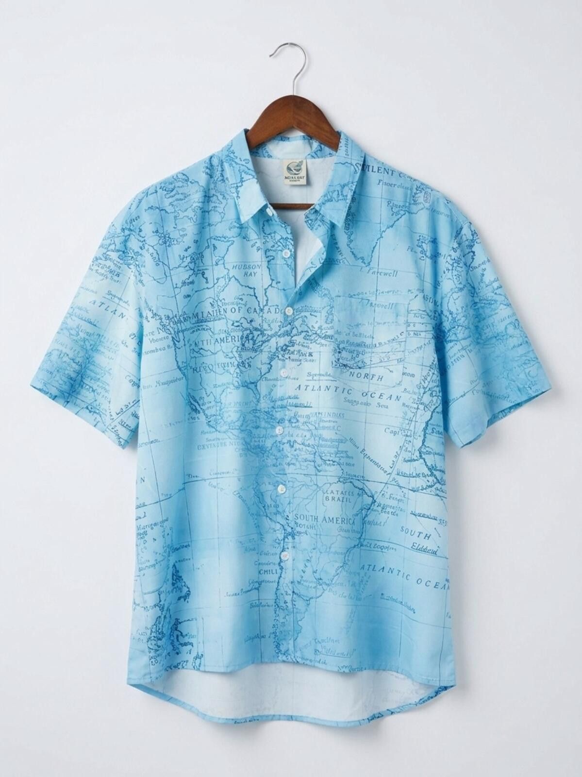Other Light Blue Map-Print Short Sleeve Shirt Size US XXL / EU 58 / 5 - 1 Thumbnail
