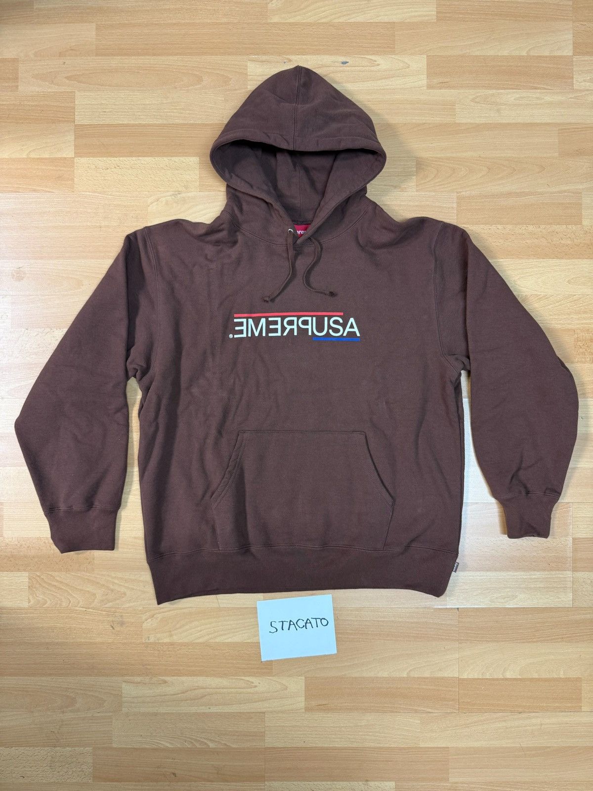 Supreme USA Hoodie Brown Large FW21