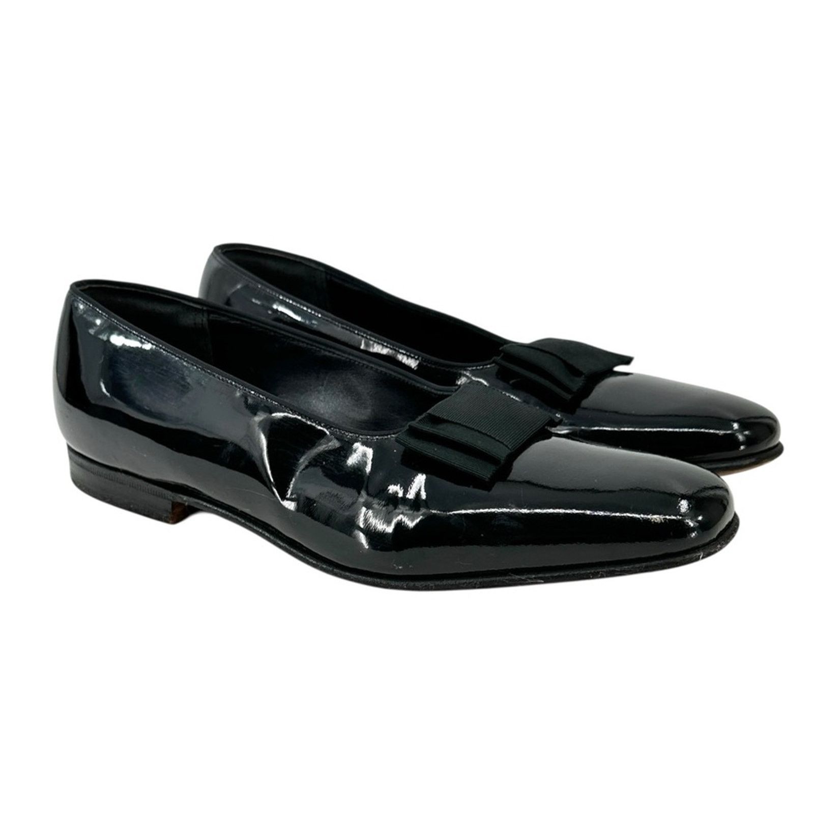 Black Patent Leather Opera Bow Dress Shoes Slip On Loafers