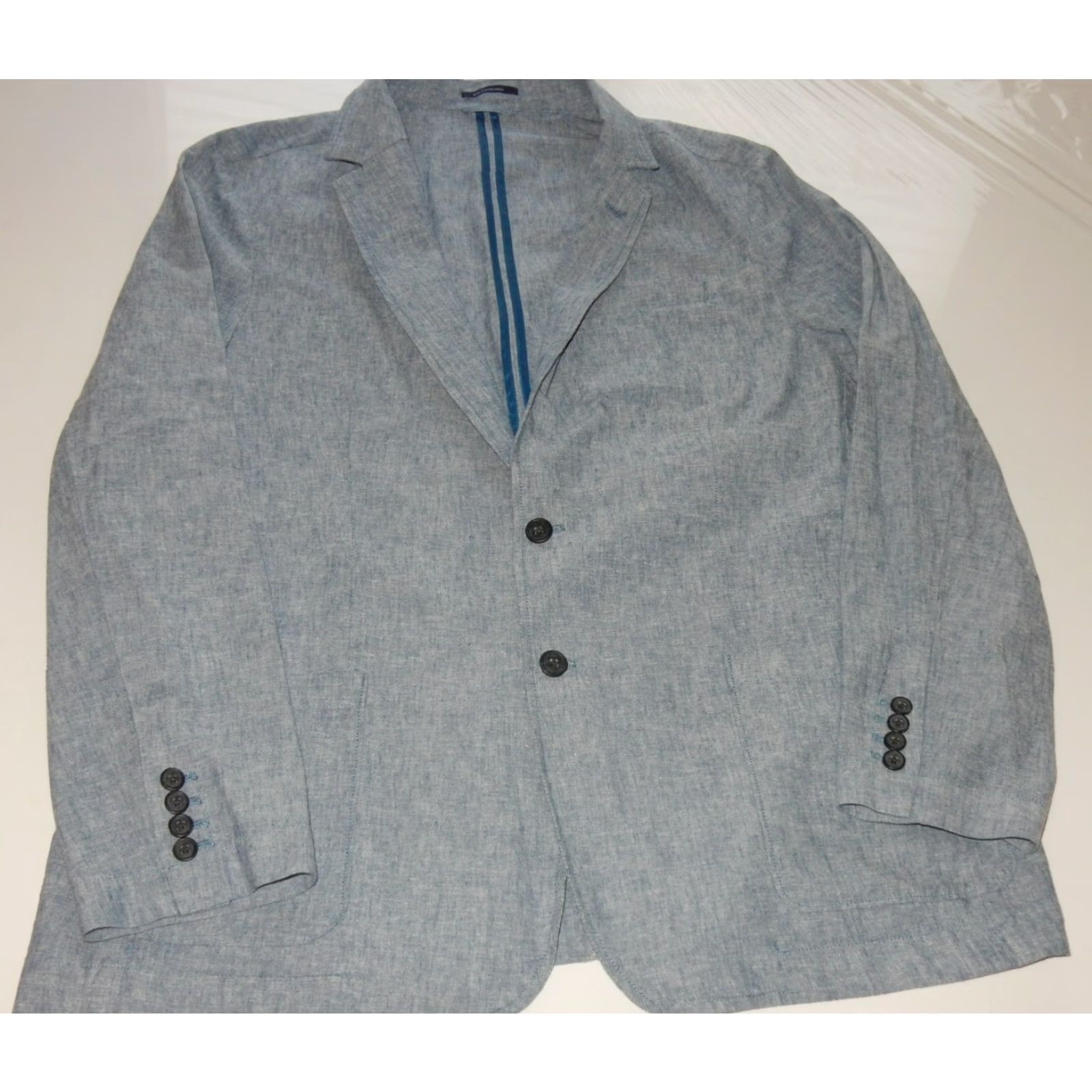 Lands' End Lands' End Men's Sport Coat Blazer Jacket XL Unlined Deconstructed Blue Cotton Regular Size XL Men Jacket Sport Coat Mens Blazer Size 46R - 2 Thumbnail