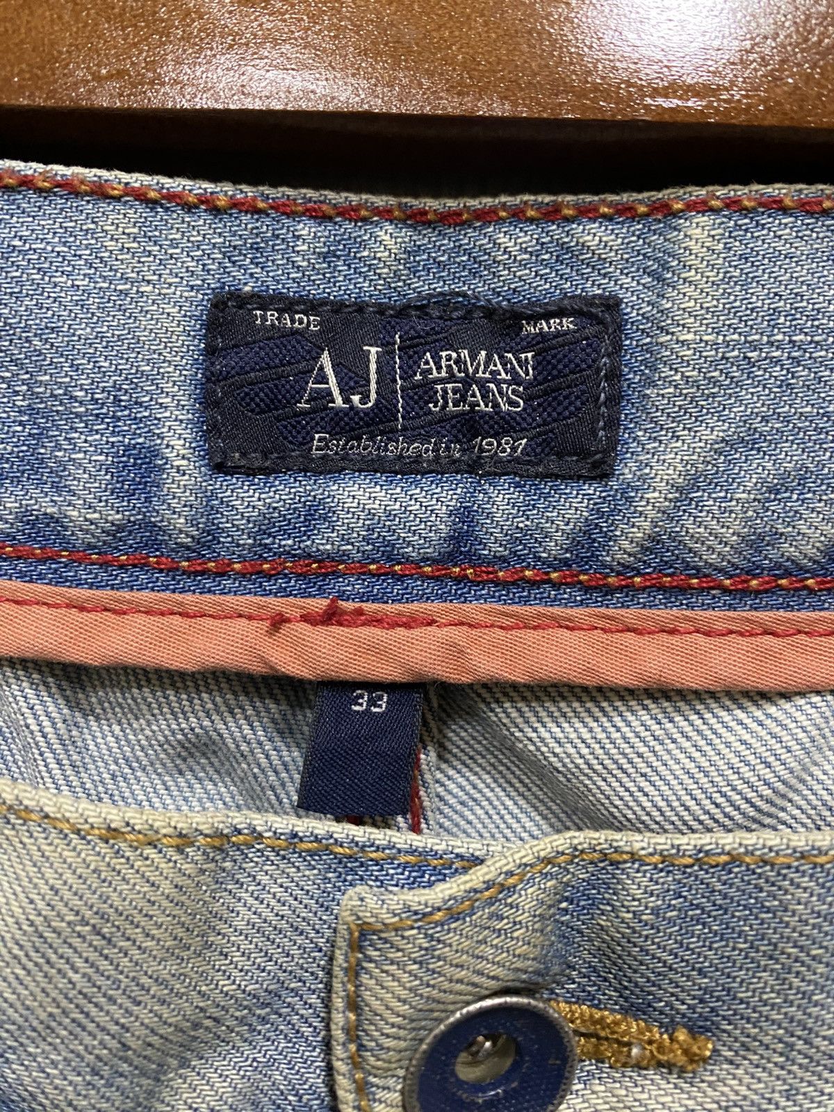 Armani Exchange Vintage AJ Armani Jeans Distressed Design Size 33 Size US 33 - 12 Thumbnail
