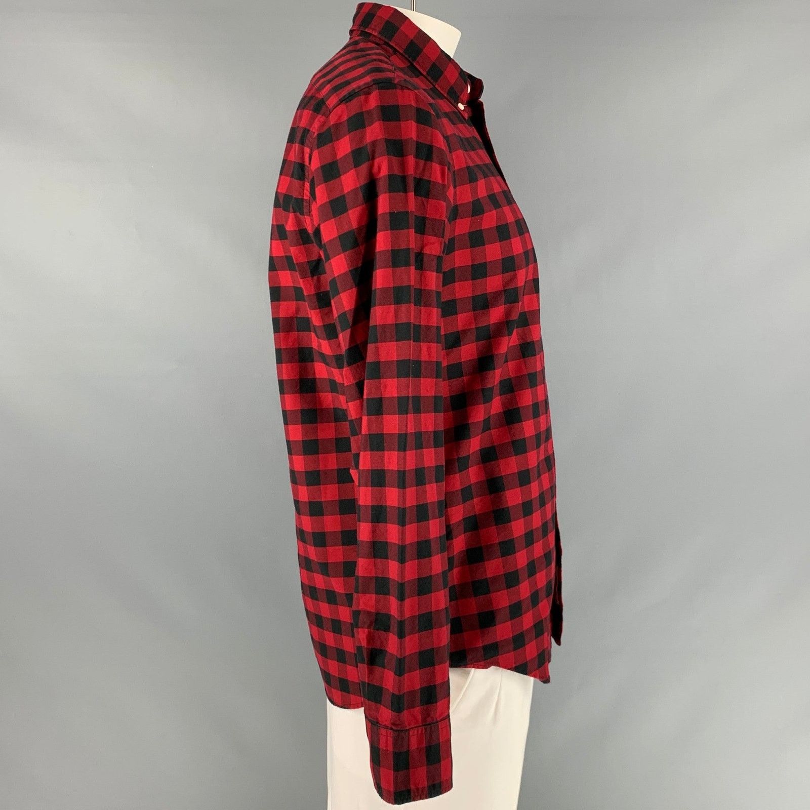 J.Crew J.CREW Size L Red Black Checkered Cotton Long Sleeve Shirt Size US L / EU 52-54 / 3 - 3 Thumbnail