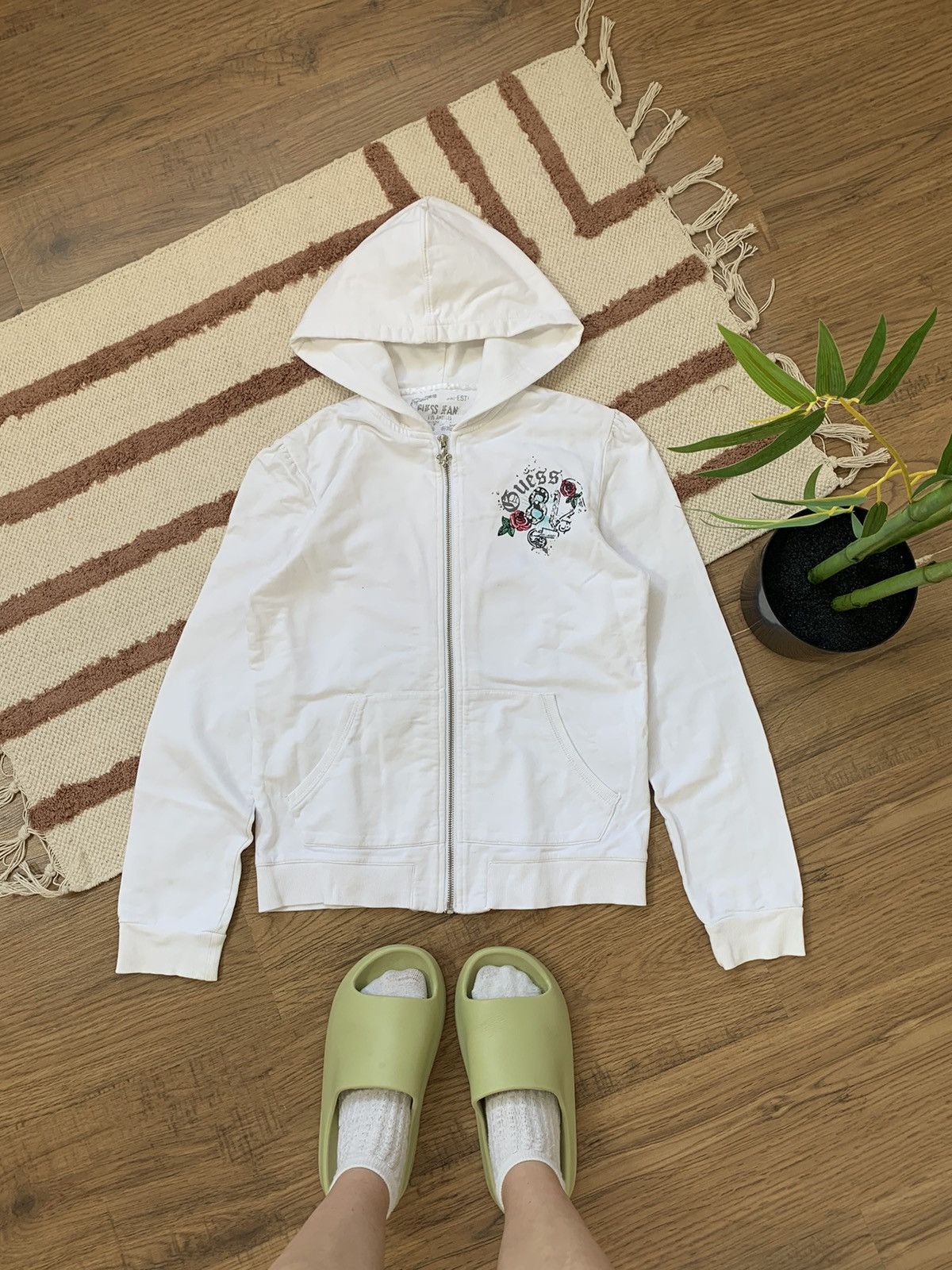 Guess × Vintage VINTAGE GUESS FLOWERS LOGO 2000s STYLE ZIP UP HOODIE Size S / US 4 / IT 40 - 2 Thumbnail