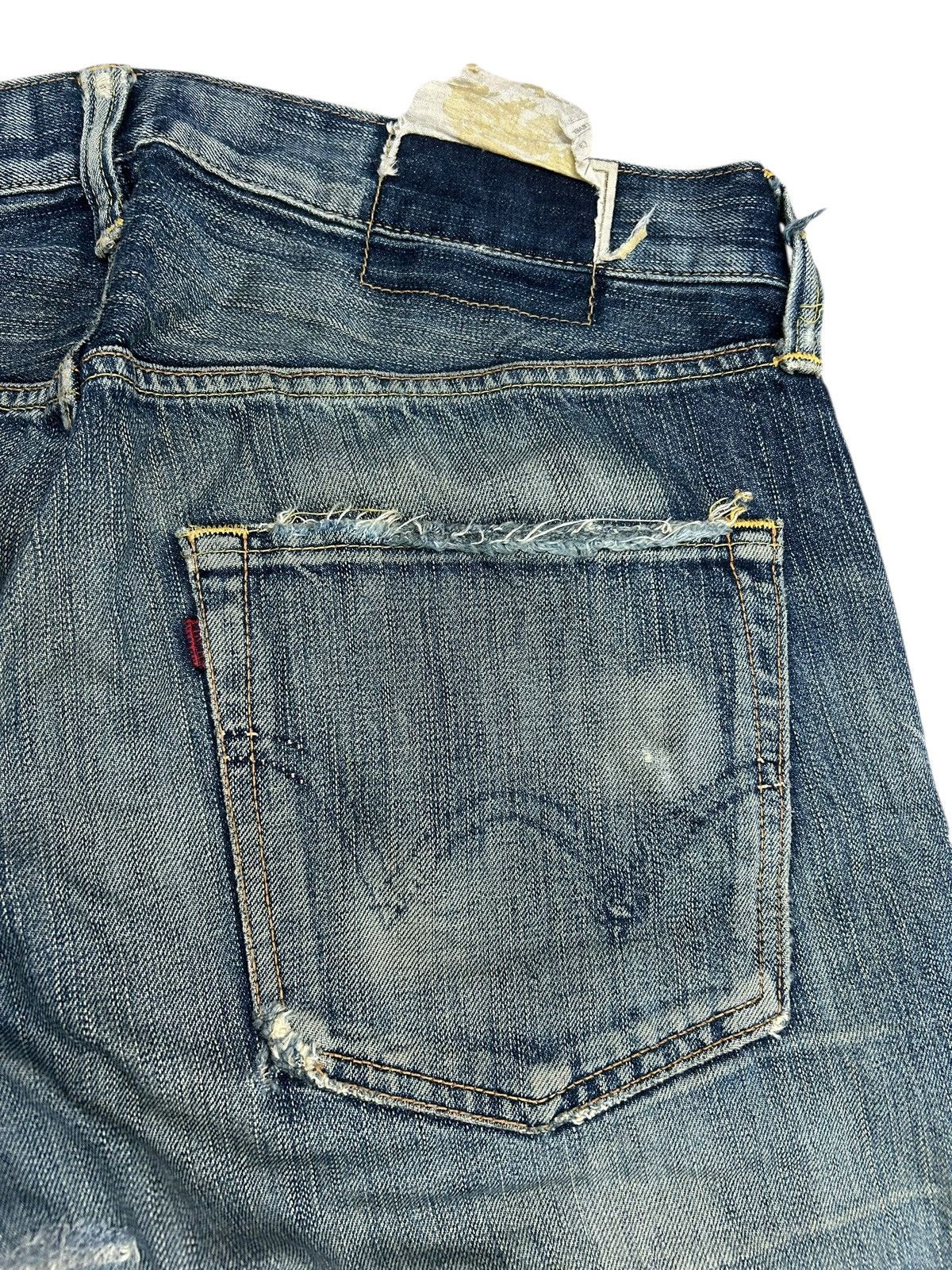 Edwin × Japanese Brand Edwin 503 Blue Trip Mud Washed Baggy Distressed Denim Size US 35 - 18 Thumbnail