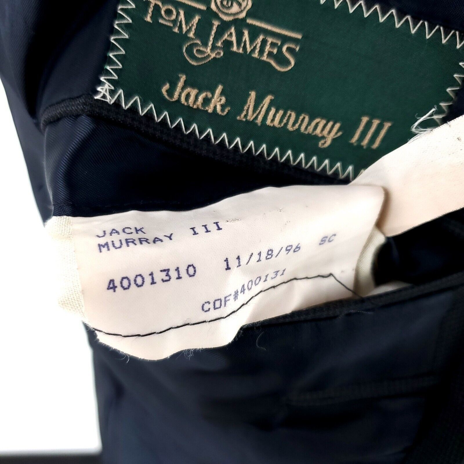 Tom James Tom James Bespoke 2 Button Blazer 46L Black Blue Black Check Size 46L - 8 Thumbnail