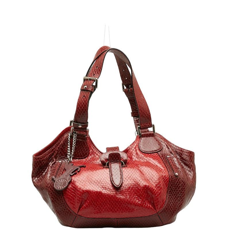 image of Celine Leather Shoulder Bag in Red, Women's